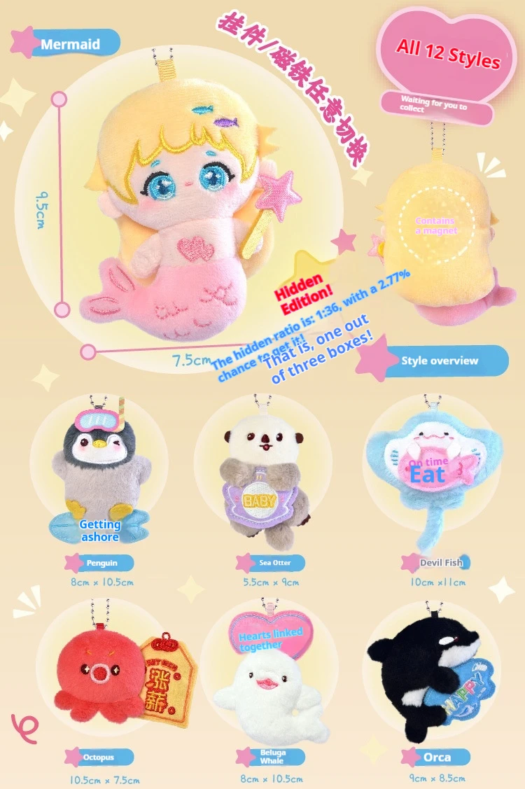 Kepelon ของแท้ซีรีส์ความปรารถนาแห่งมหาสมุทร -ของสะสมกล่องตาบอดแม่เหล็กติดตู้เย็นสัตว์น่ารักและมินิชาร์ม ของเล่นของขวัญน่ารัก