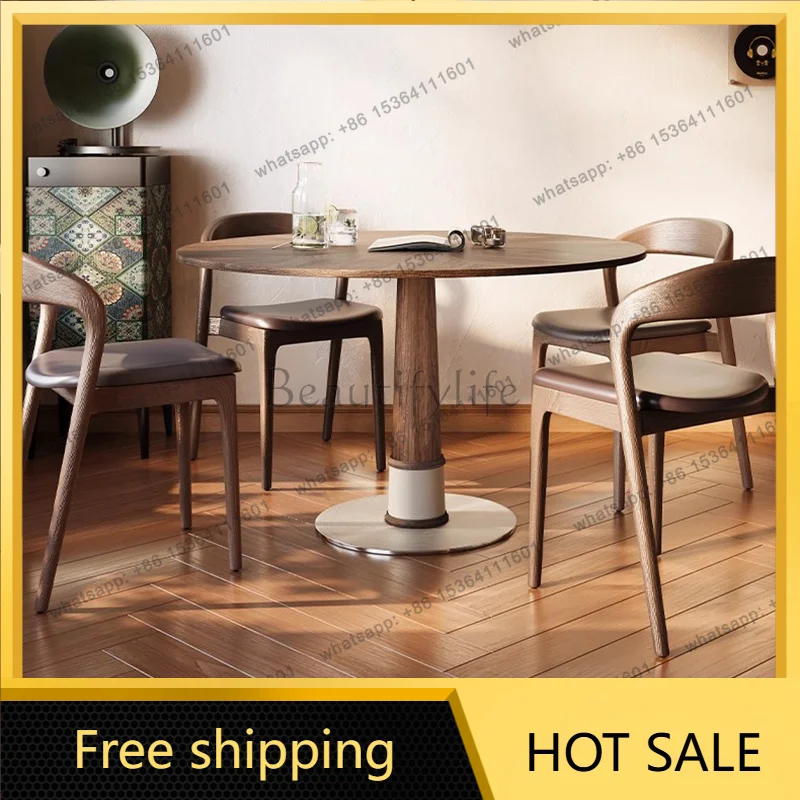 FG Luxury Wood Dining Table Mid Century Nordic Restaurant Office Dining Table Children Space Saving Mesas De Jantar Home Furnitu