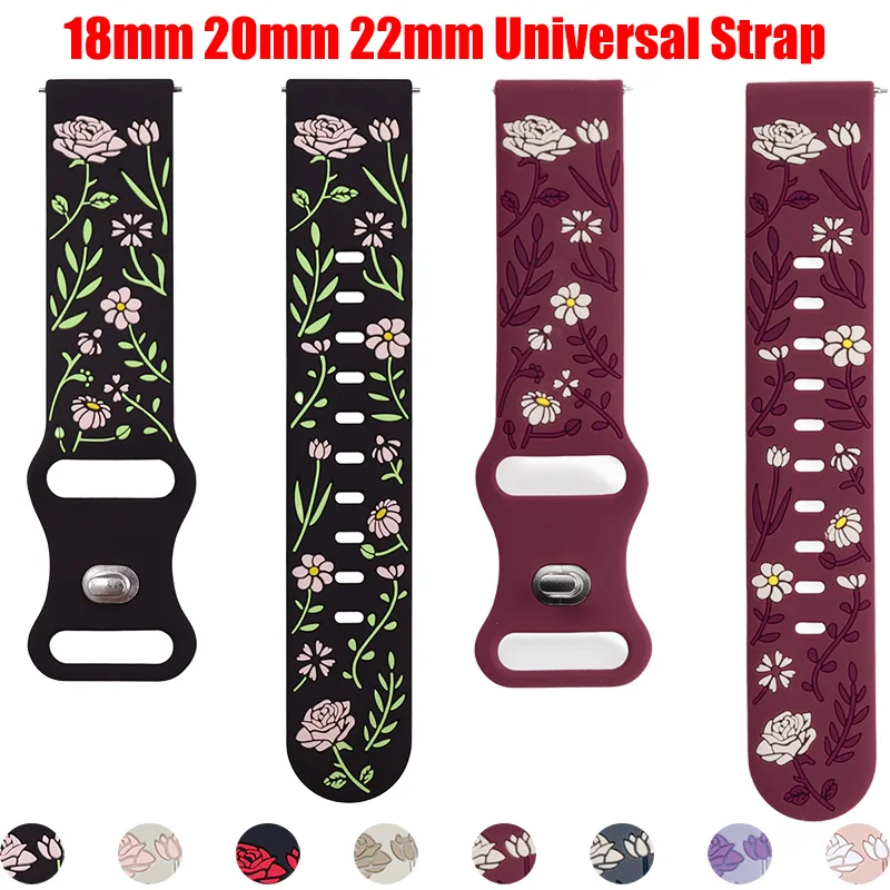 18 mm 20 mm 22 mm Rosengravurband für Samsung Galaxy Watch 7 6 5 4 40 mm 44 mm Gear S3 Silikon süßes Armband Classic 43 45 mm Active 2