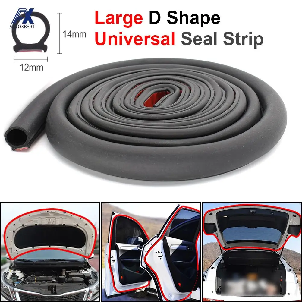 6m Car Rubber Door Seal Strip Big D Type Sealing Weatherstrip Universal Noise Insulation EPDM Waterproof For Honda Kia VW Opel