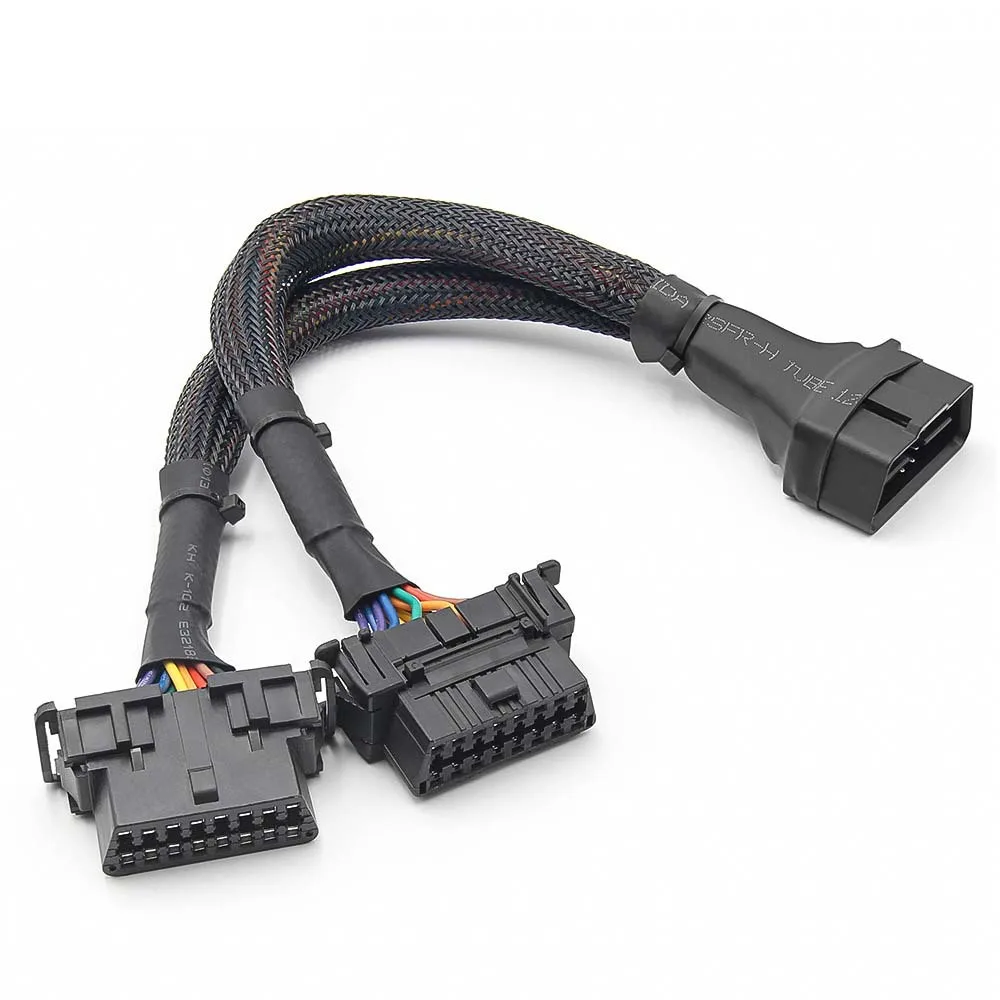 NEW OBD2 1 IN 2 Converted Cable OBD2 Flat Extension Cable with 16Pin Connected Car Cable Connected 1 IN 2 Converted OBD2 Adapter