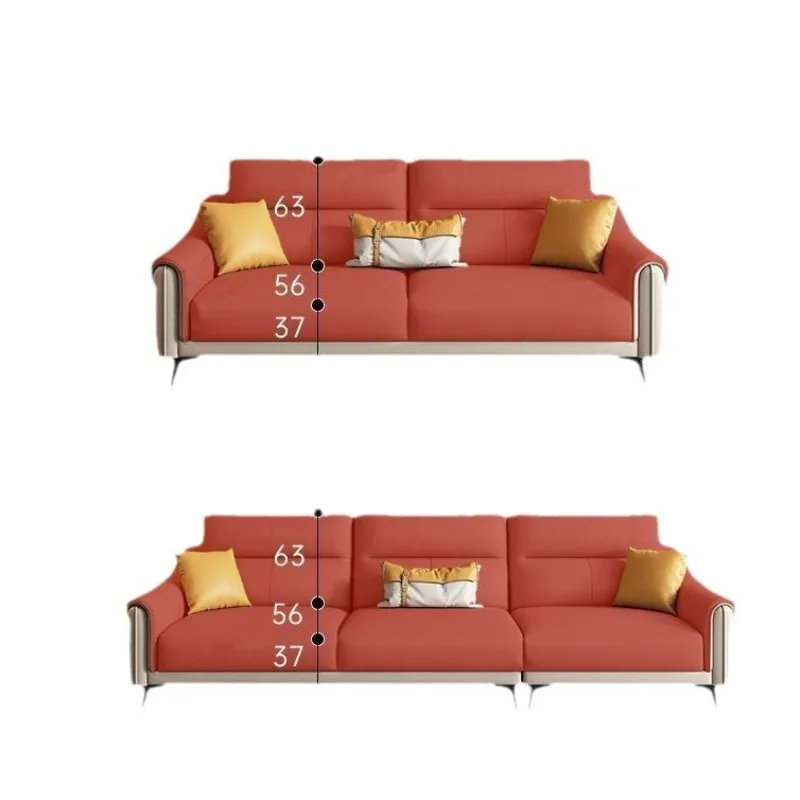

Italian leather sofa cowhide high-end living room small apartment latex modern simple straight