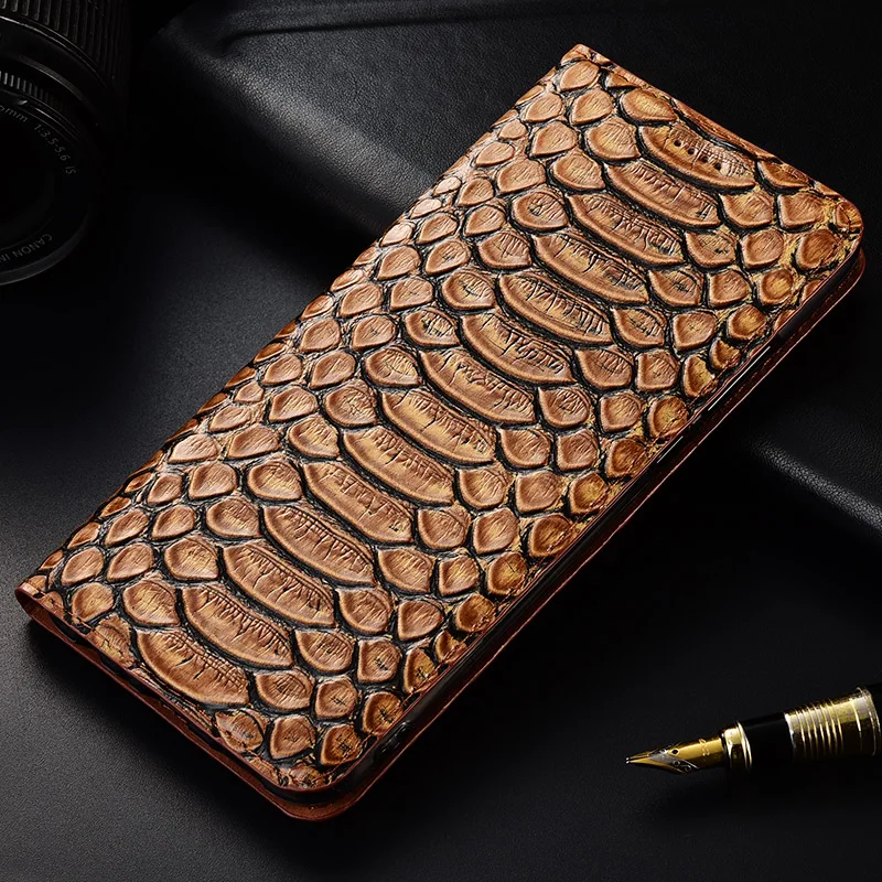 

Cowhide Genuine Leather Luxury Case For Huawei Honor Magic4 Pro 5G Magic4 Prestige Edition Snakeskin Veins Wallet Flip Cover