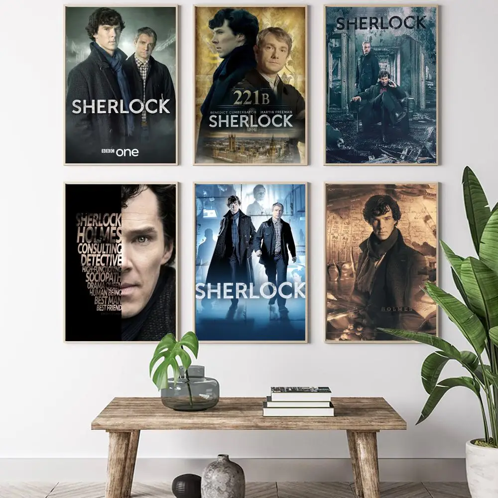 S-Sherlock H-Holmes Painting Calligraphy HD Canvas Poster living room bedroom bar aesthetic decoration