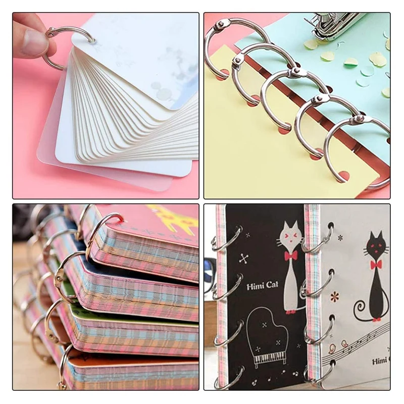 120 ชิ้น Binder แหวน 25 มิลลิเมตรโลหะแหวนหนังสือหลวม Leaf Binder แหวนดัชนีการ์ดแหวน Binder สําหรับสมุดภาพ Flashcard