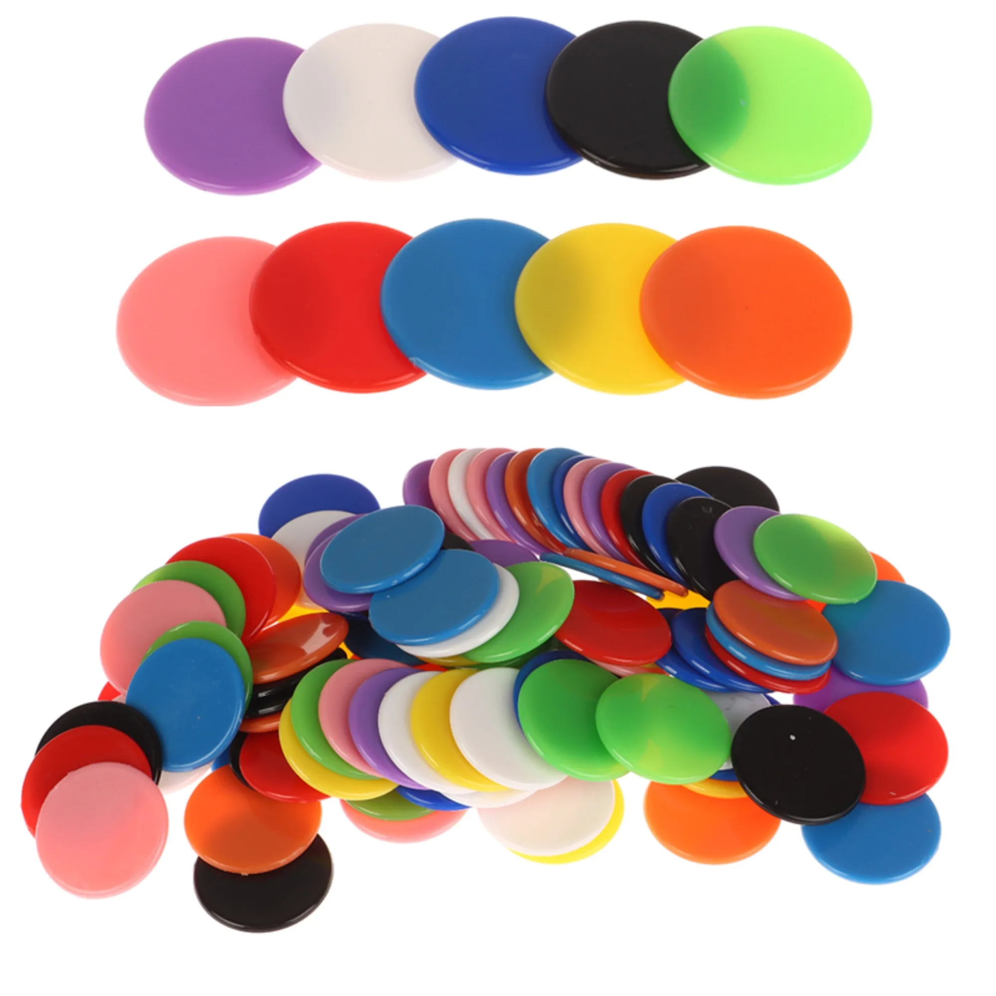 100PCS 2.5cm Montessori Learning Education Math Toys Plastic Poker Chips Bingo Chip Markers Token Family Club Party Toy 10Colors