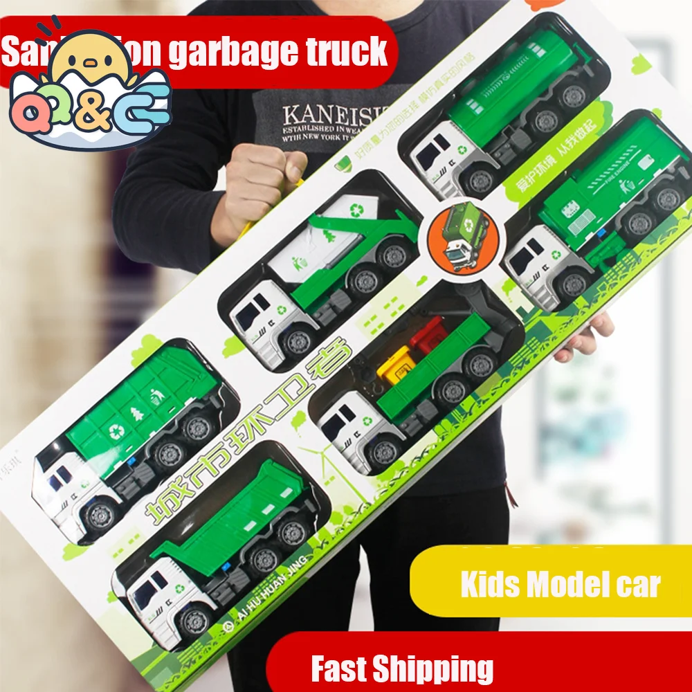 Kids Inertia Rubbish Sanitation vehicles Fire truck firefighter diecasts & toy Excavator tractor Car Model Toys for boy children