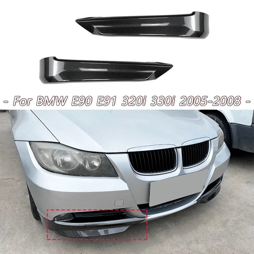 Per BMW serie 3 E90 E91 320i 330i Pre-LCI 2005-2008 nero lucido paraurti anteriore auto copertura divisore laterale Canards anteriore Splitter