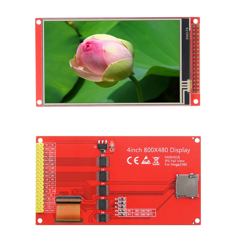 3.97-inch/4-inch TFT Color Touchscreen LCD Module, 800×480 IPS Mega2560, Compatible with Arduino Mega2560 Development Boards, XP12046 Touch IC, Supports SD Card Expansion