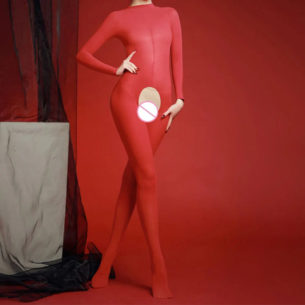 

Women's Sexy Lingerie Large Size Shiny Sexy Backless Big Crotch Tights Bodysuit Ladies Full Body Underwear Breathable Jumpsuit