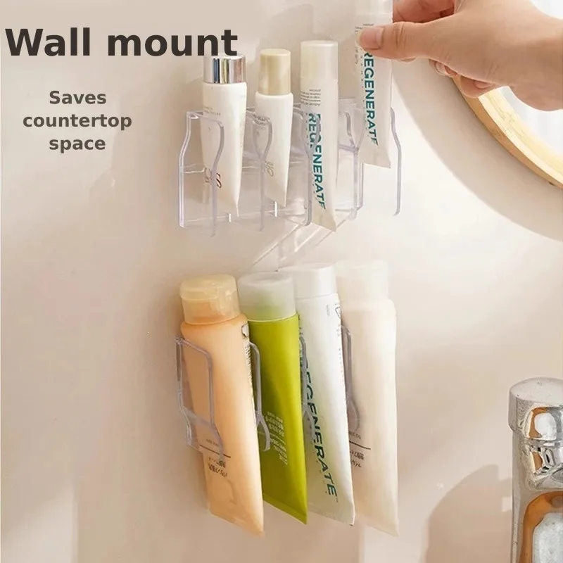 Drill-Free Wall Mount Facial Cleanser Storage Rack Bathroom Drain Shelf Mirror Cabinet Toothpaste Organizer Washroom Accessory