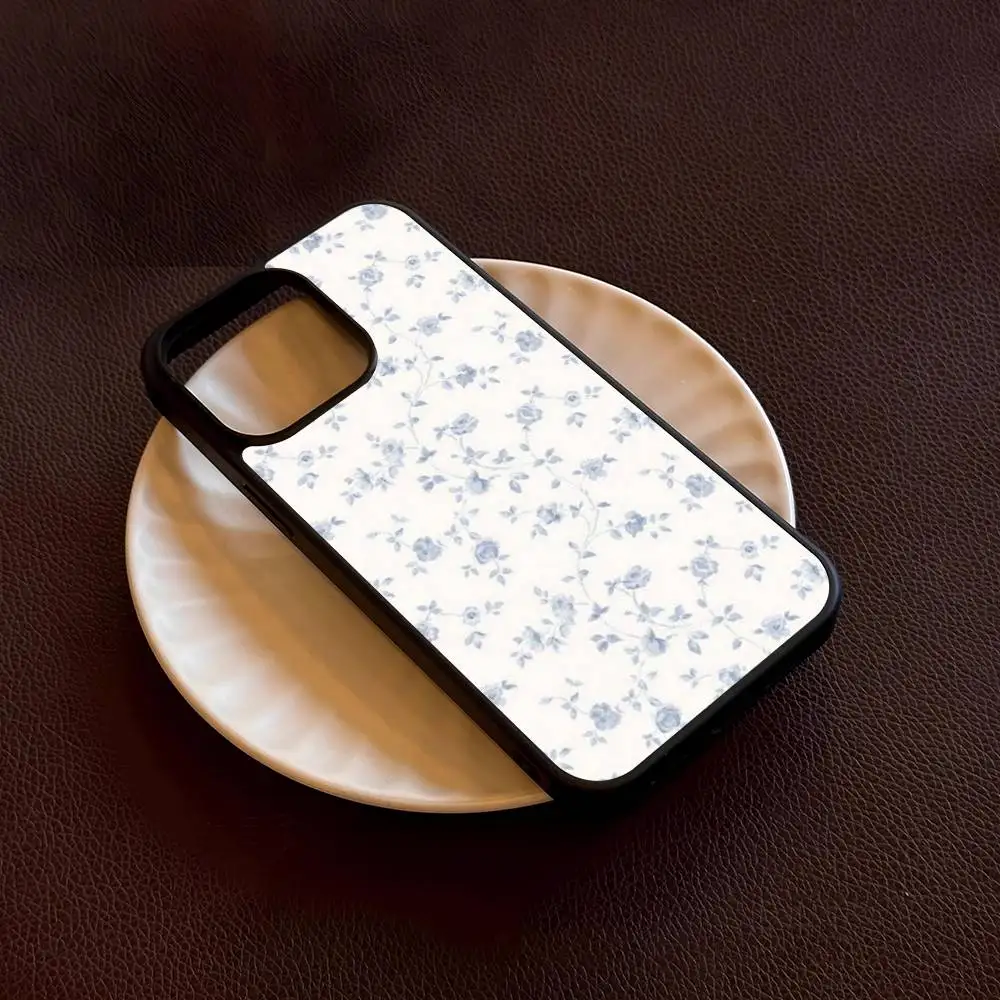 1pc Blue Blossoms Phone Case Magsafe For IPhone 17 16 15 14 13 12 Pro Max Plus Air Hard Shell Full Cover Silicone Anti-fall
