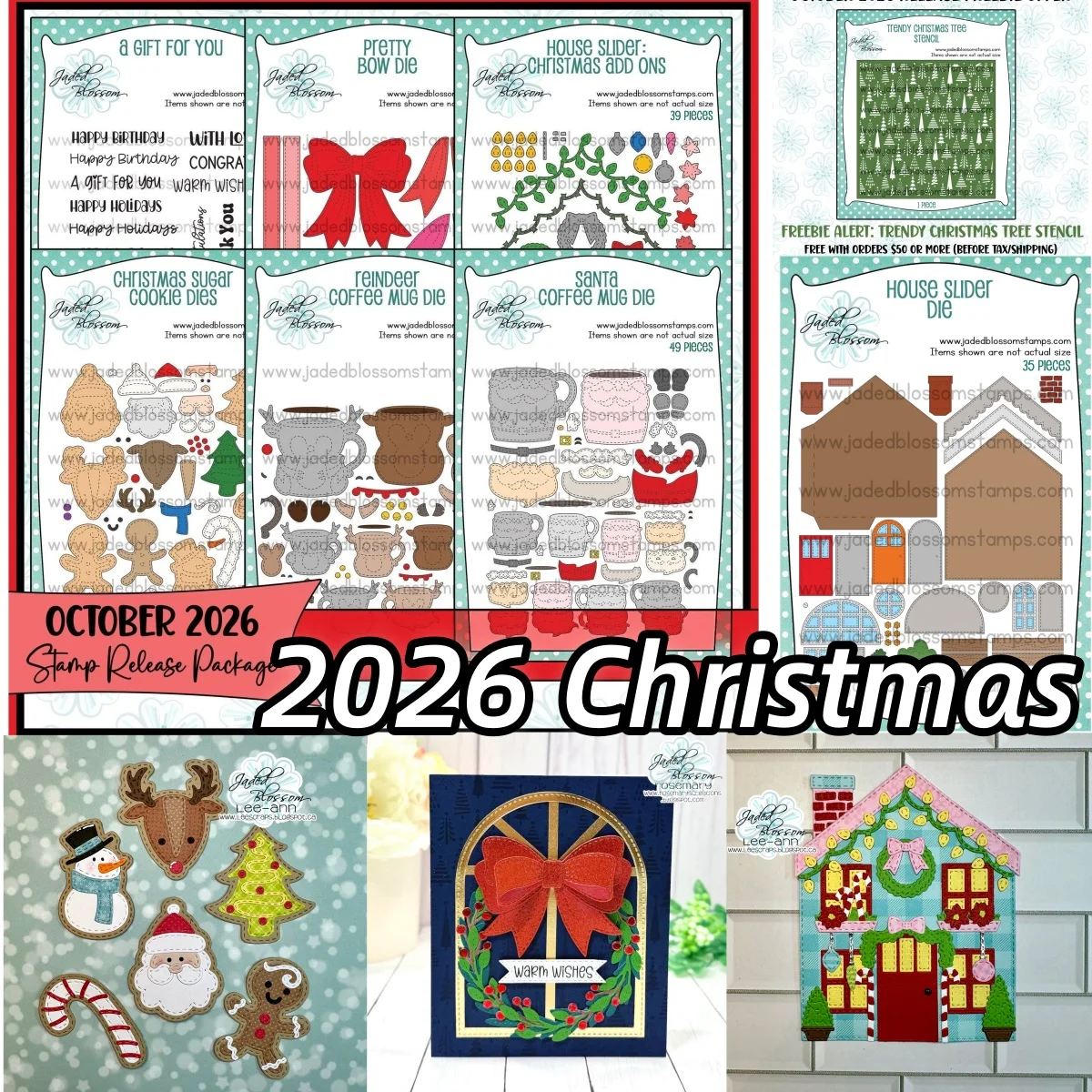 October 2026 Christmas Santa Coffee Mug House Slider Cookie Bow Metal Cutting Dies Clear Stamps Stencil for DIY Card Scrapbook