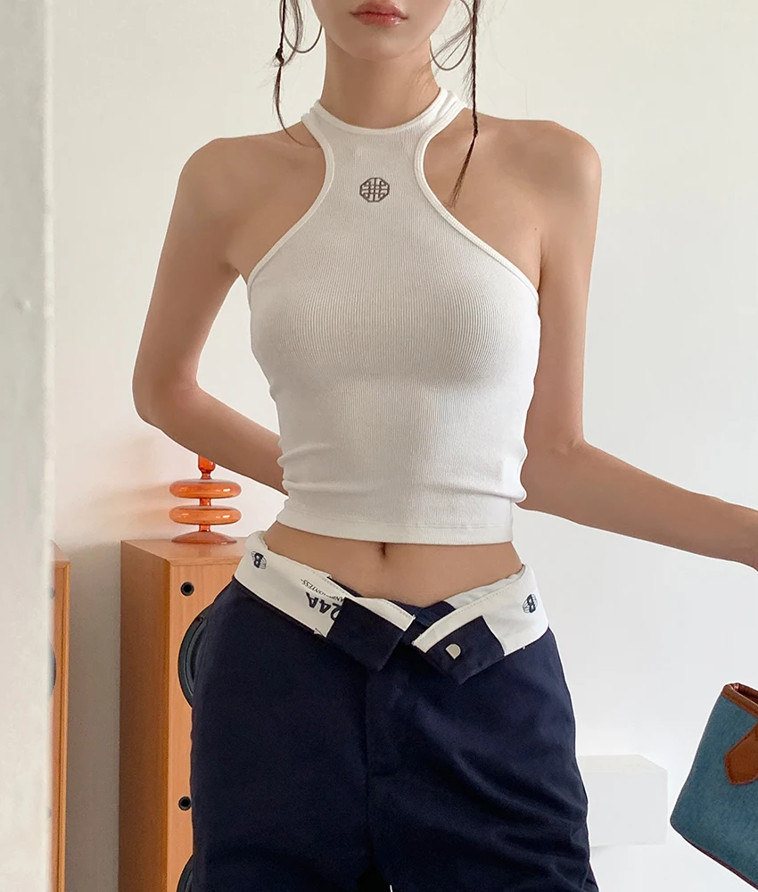 2024 summer new style sweet hottie short halterneck pure lust sexy inner wear camisole T-shirt for women