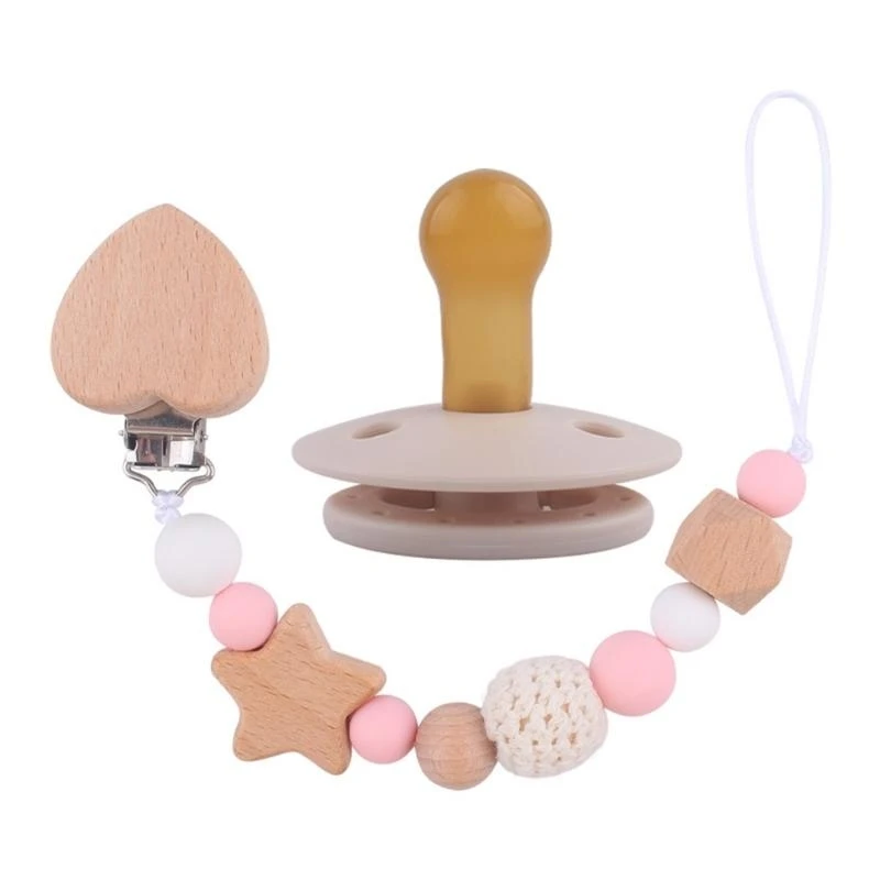 

J15U Babies Soothing Pacifier Clip Chain Anti-drop Silicone Baby Pacifier Teether Chewable Toy Shower Gift for Infants