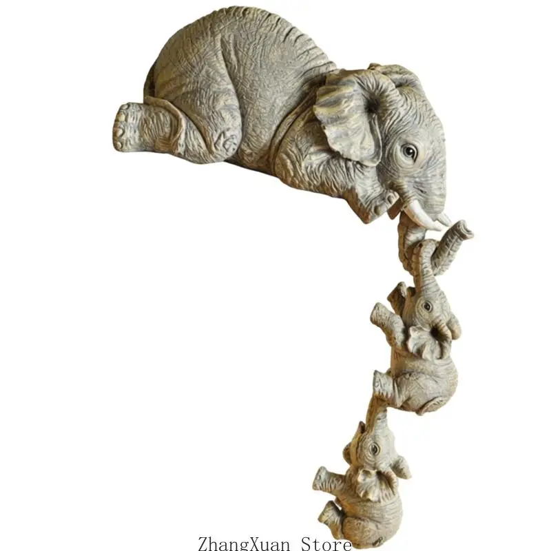 Cartoon-Elefant-Statue aus Kunstharz zur Verschönerung des Familienraums mit natürlichem Charme, Elefantenfigur für Wohnzimmer – Detail 9