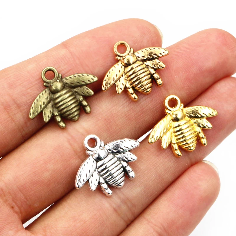 30 szt. Pszczele Charms 20x16mm tybetańskie posrebrzane brązowe złote wisiorki antyczne biżuteria do robienia ręcznie robionych rękodzieła — zdjęcie 5