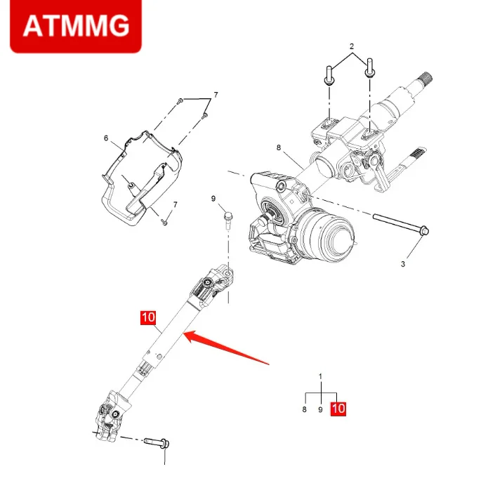 ATMMG Original New Steering column lower shaft steering stem 10901161 10446841 11099266 11222351 for SAIC MGZS MGGS MGRX5 MG6 HS