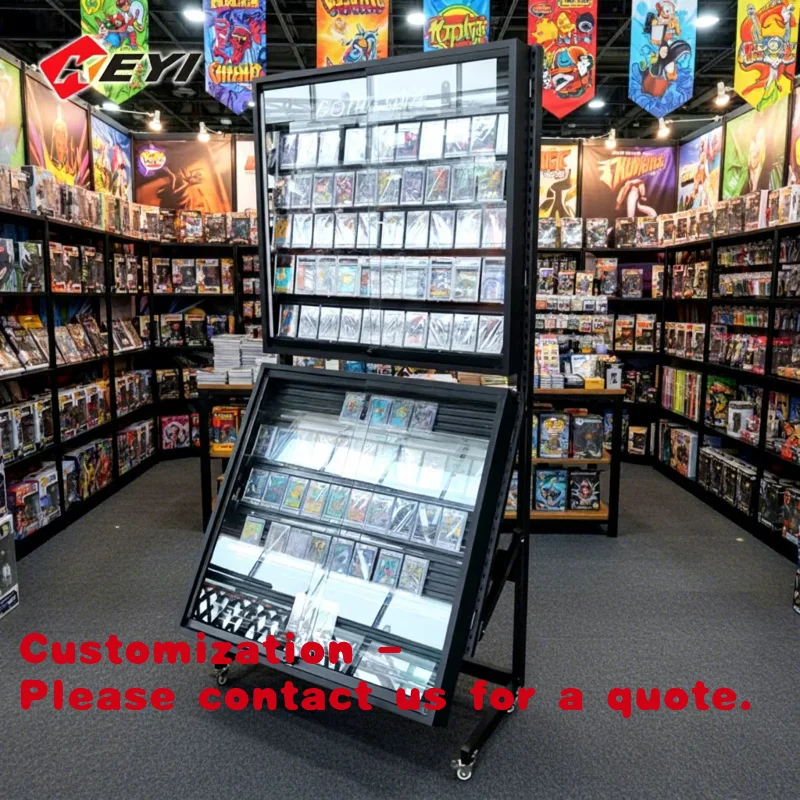 custom.Removable Single Double Sided LED Trading Card Display Rack TCG Cards SPAs Cards Collectible Floorstanding Card Display C