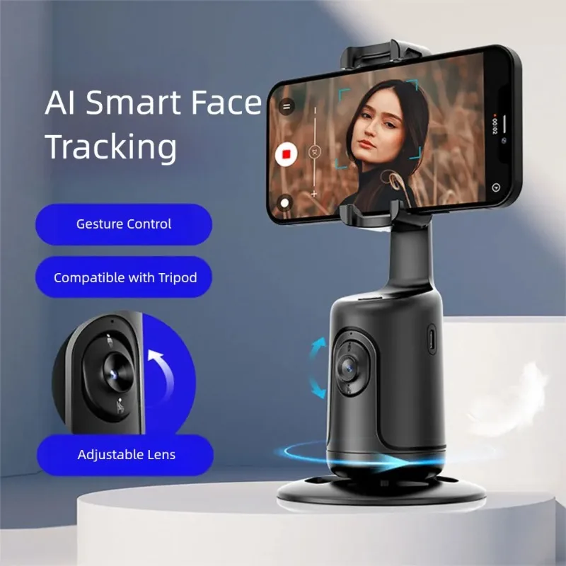 P01 Smart 360° Auto Tracking Shooting Gimbal Selfie AI Camera Recognition Body Face Follow Live Shoot Phone Stand for Vlog Video