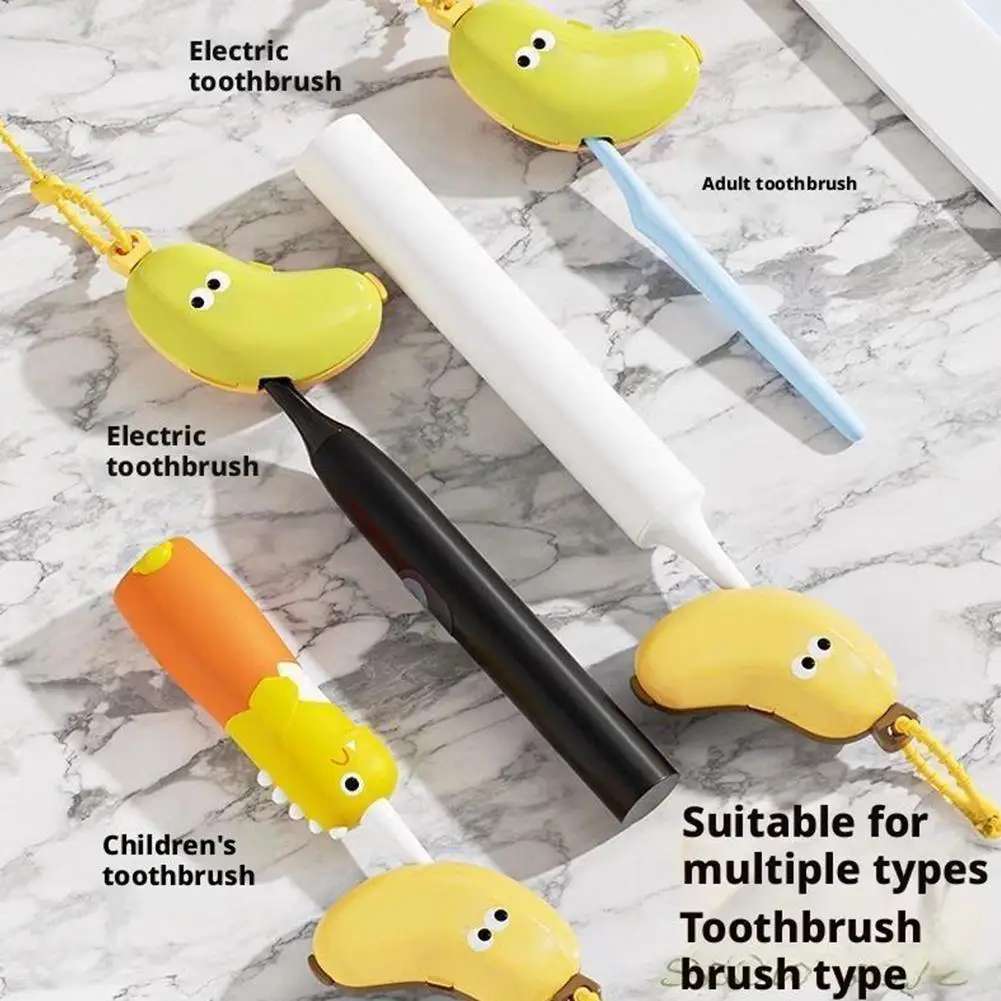 Portable Toothbrush Holder Must-have Travel Toothbrush Protective Cap Cute Banana Hiking Camping Brush Cap Case view 6