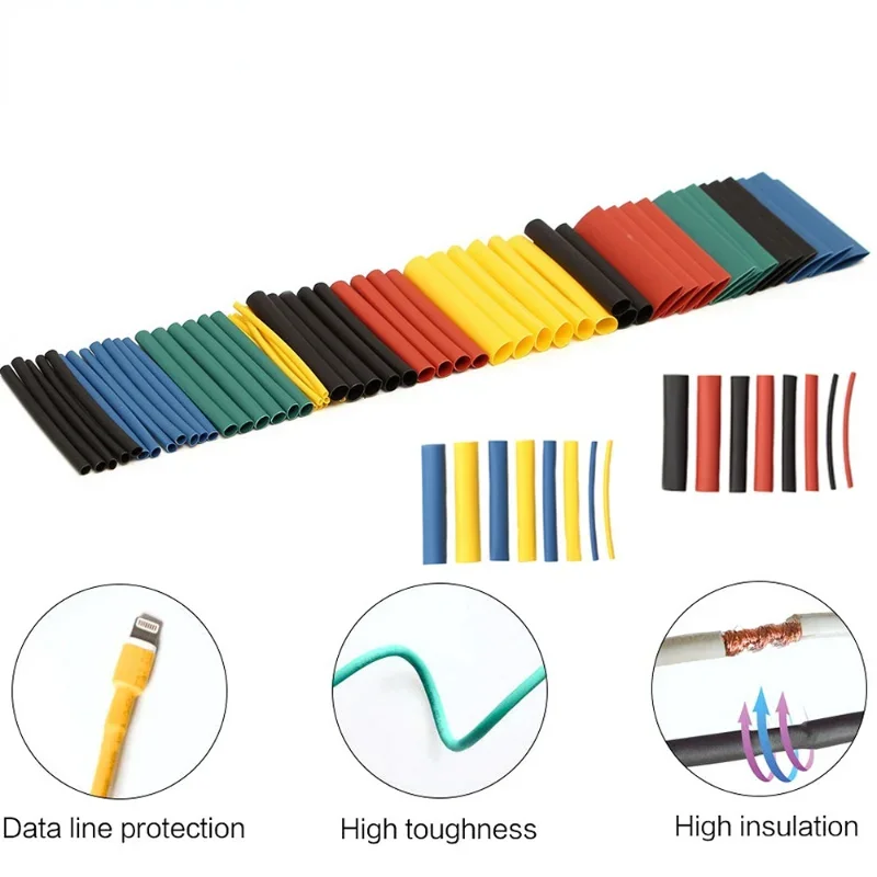 150-328pcs Heat Shrink Wrapping Flame Retardant Heat Shrinkable Tubing Set Electrical Connection Wire Cable Insulation Sleeving