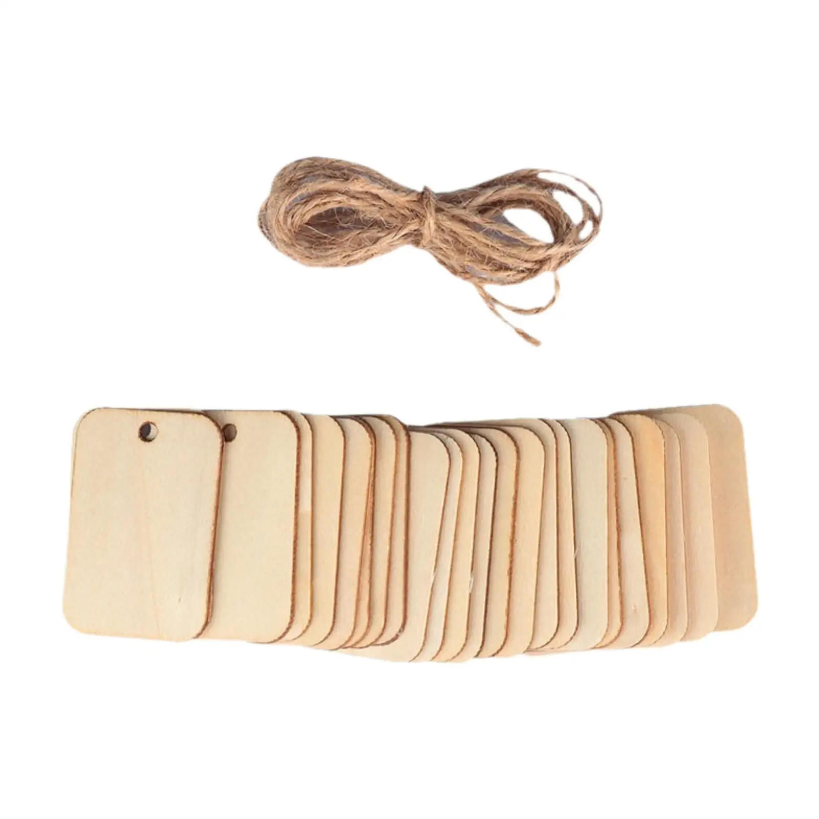 50Pcs Blank Wooden Tags with Holes Price Tags for Party DIY Hand Crafst