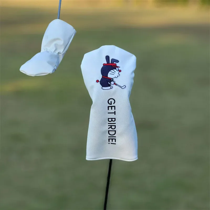 

Golf Driver Headcovers - Cute Cartoon Cat White Universal Sleeves, Anti-Scratch PU Leather for Men & Women