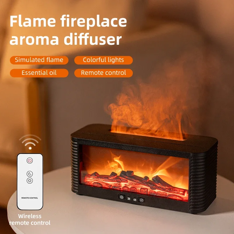 250ml Fireplace Diffuser Flame Aroma Humidifier for Home Aromatherapy Fragrance Essential Oil Diffuser with Remote Control