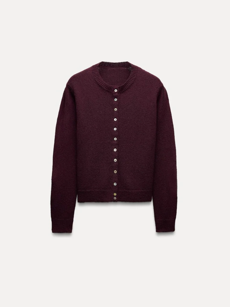 New Arrival Autumn ZA2024 Women's Knitted Long Sve round Ne Single Button Coat Versatile Simple Sle Commute Faion