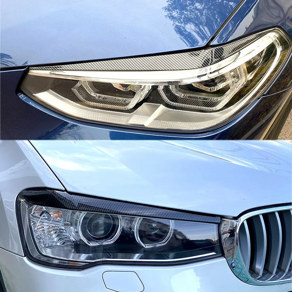 2Pcs ABS Gloss Headlight Evil Eyebrows Eyelids For BMW F25 F26 G01 G02 X3 X4 20i 20d 25i 25d 35i M40i x-Drive 2014-2021 Tuning