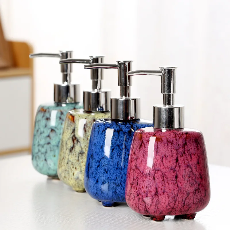 

300ml Stainless steel pump head lotion bottle soap dispenser hand washing liquid bottle Ceramic kiln change shampoo shower gel