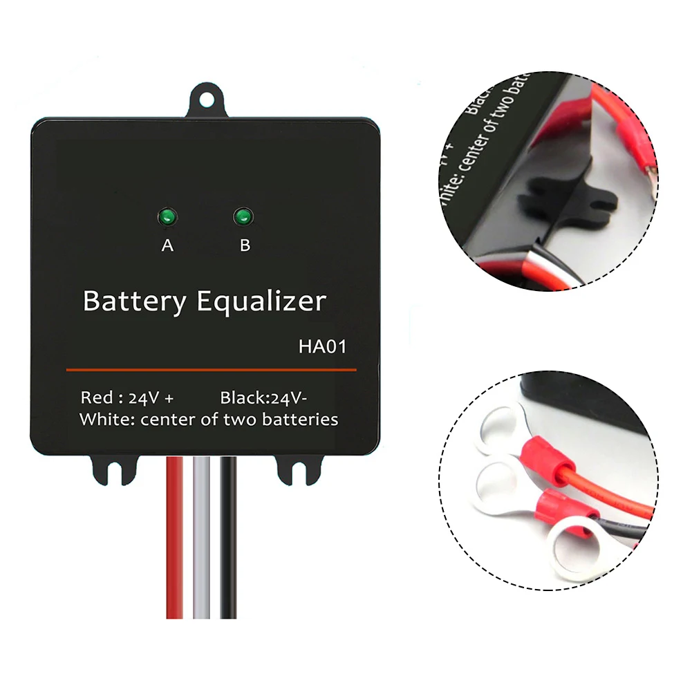 Active Battery Cell Balancer For 2x12V 24V Voltage Regulator with Intelligent Compensation and Series Connection Capability
