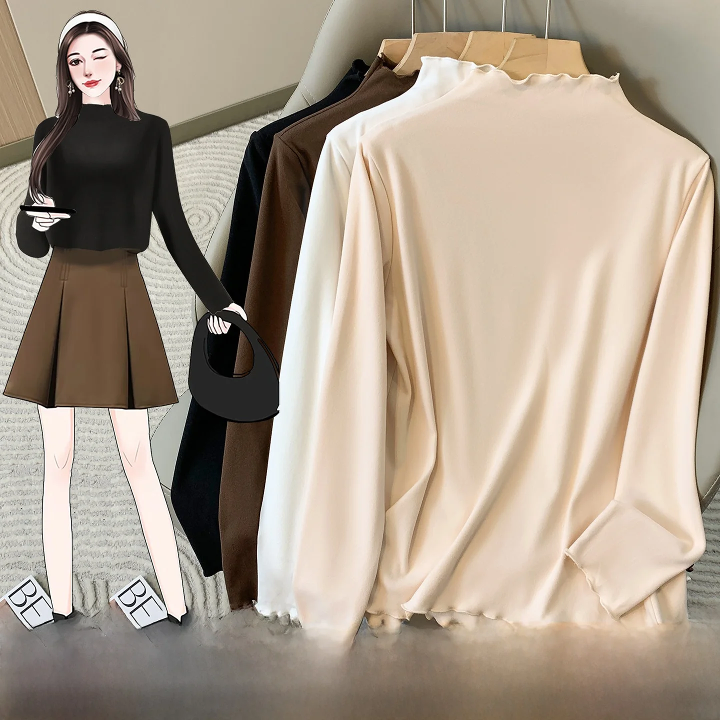 

Slimming Base Layer irt Women's plus Size Spring New Sle Faionable Wood ain Inner Wear Belly Cover Top