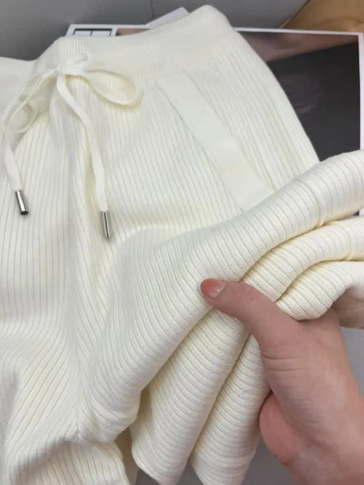 Pantalons décontractés amples femmes jambe droite Dstring couleur Pure Design automne nouveau Sle Faionable Simple pantalons longs