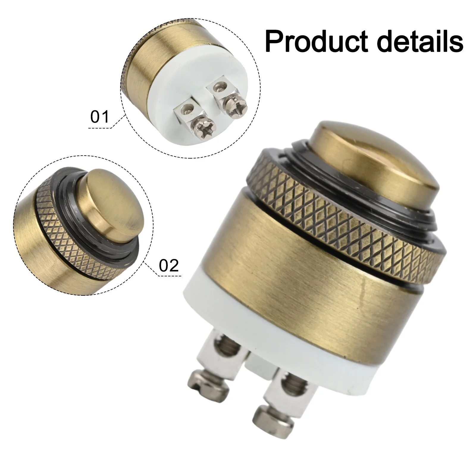 16mm Round Brass Doorbell Button for Security Intercom Systems 36VDC 2A Momentary Push Switch with Silver Plated Gold Terminals