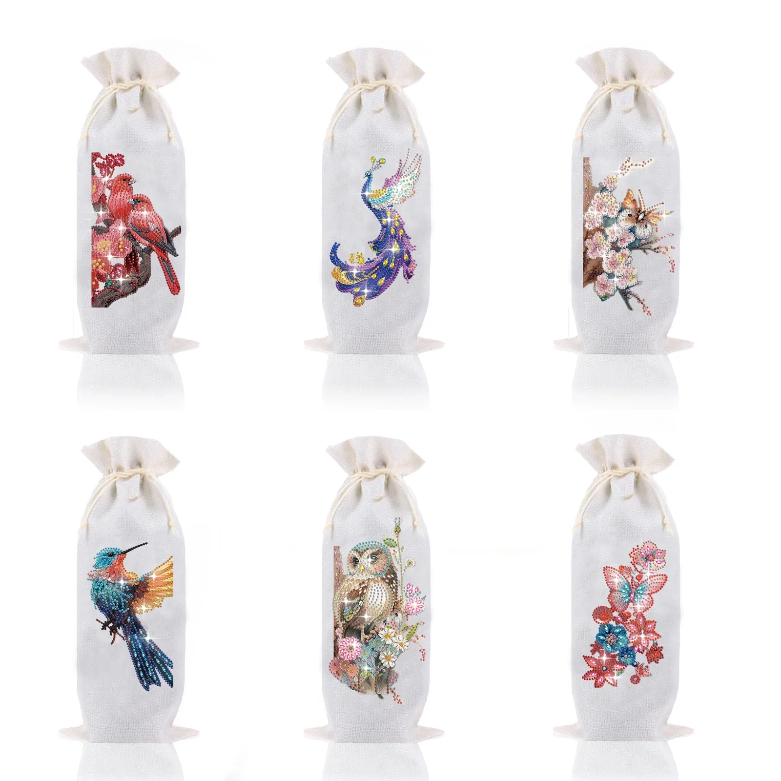 1pc/Set DIY Birds Diamond Painting Wine Bottle Bags Diamond Art Butterfly Diamond Painting Christmas Wine Bags