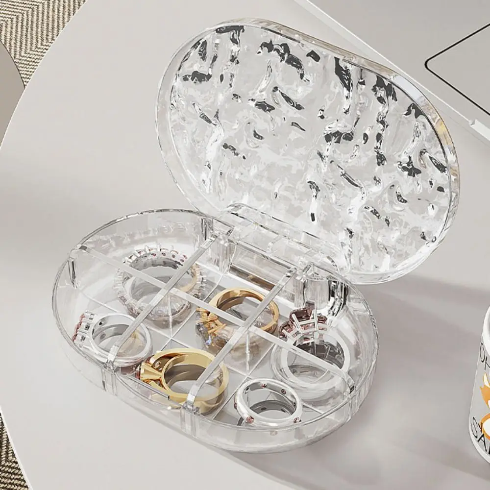 صندوق تخزين مجوهرات شبكي مقاوم للغبار 4/6 صندوق تعبئة صغير شفاف مختوم أقراط منظم مجوهرات تموج الماء