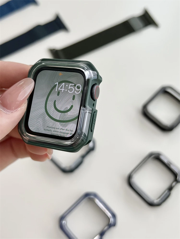 Apple Watch用バンパーケース,iwatch用ソフトTPUフレーム保護カバー,長さ41mm,45mm,40mm,38mm,44mm,42mm,7 se,6,5,4,3,2,1