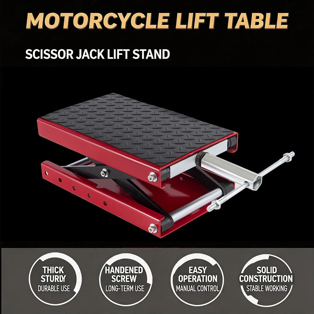 

Motorcycle Lift Table Hydraulic Jack Stand for Repair & Maintenance, Heavy Duty Scissor Platform with Anti-Slip Surface