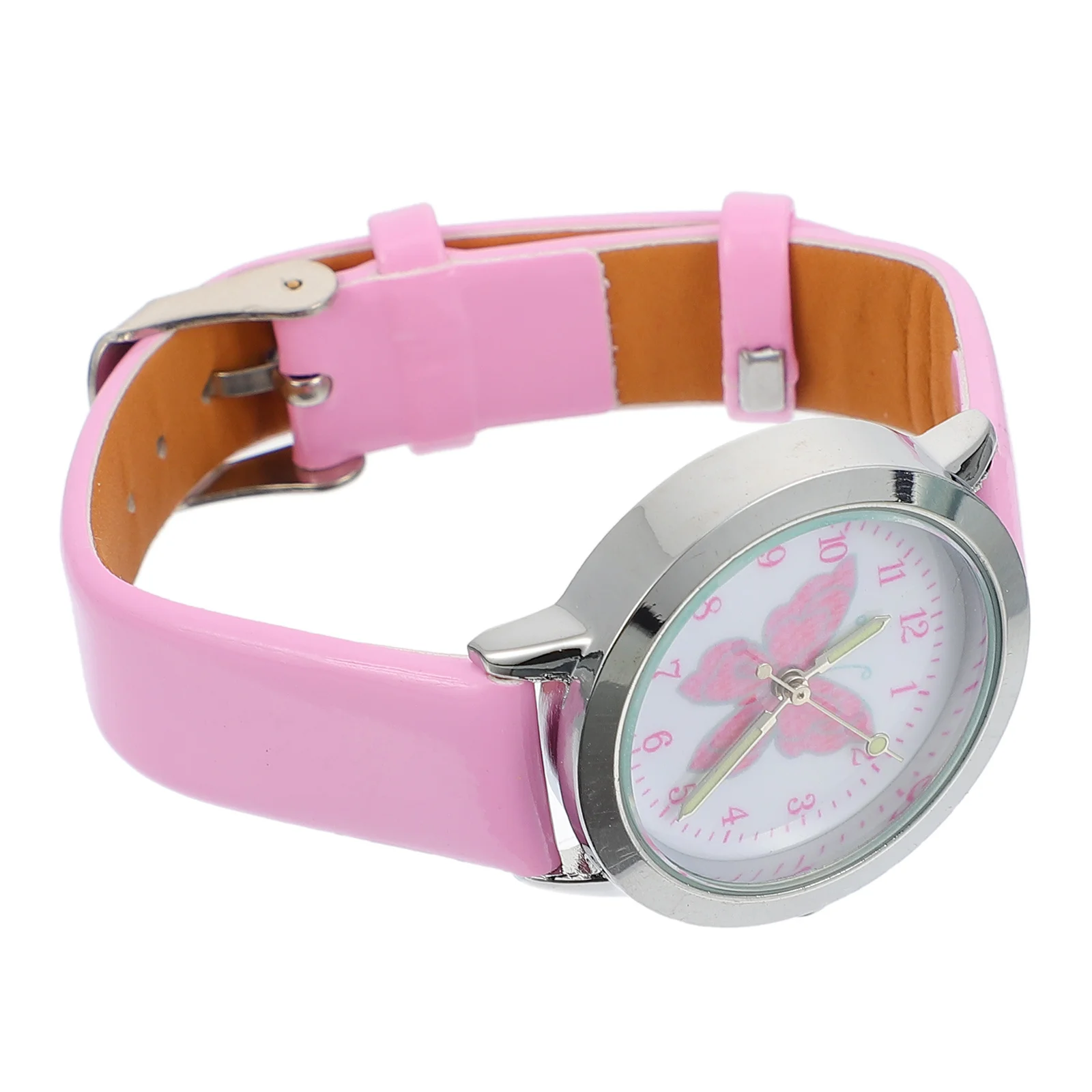 

1 pc Kids Watch For Girls Luminous Butterflies Pattern Children Watch With Clear Dial Night Glow Feature Durable Pu Alloy Strap