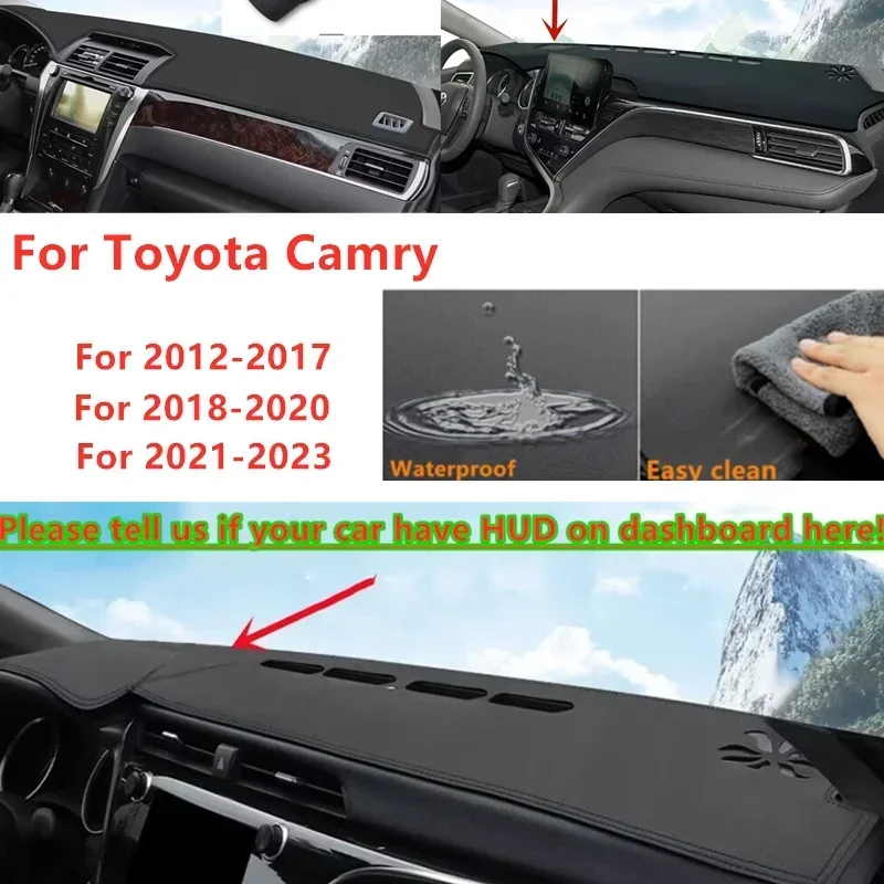 PU Leather LHD Dashboard Cover Dash Pretector Anti-Slip Mat Trim Dashmat Carpet For Toyota Camry 2012-2023