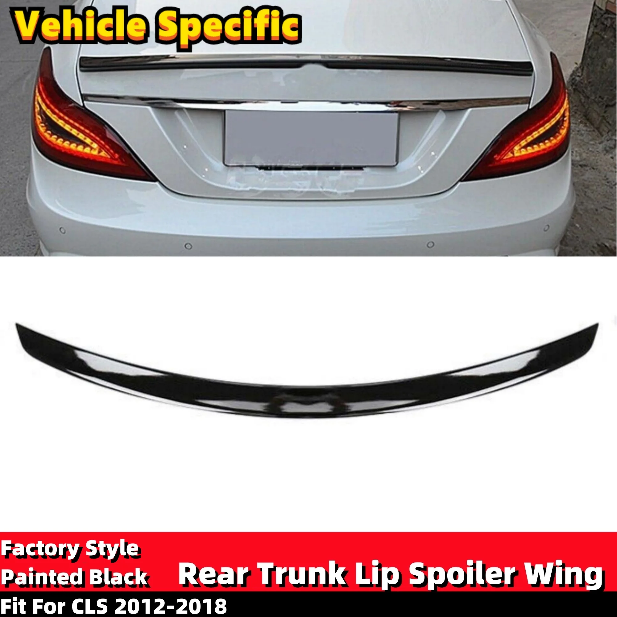 Painted Gloss Black Factory Style Rear Trunk Lip Spoiler Wing Fit For Mercedes Benz CLS 2012-2018 W218 4DR Sedan CLS550