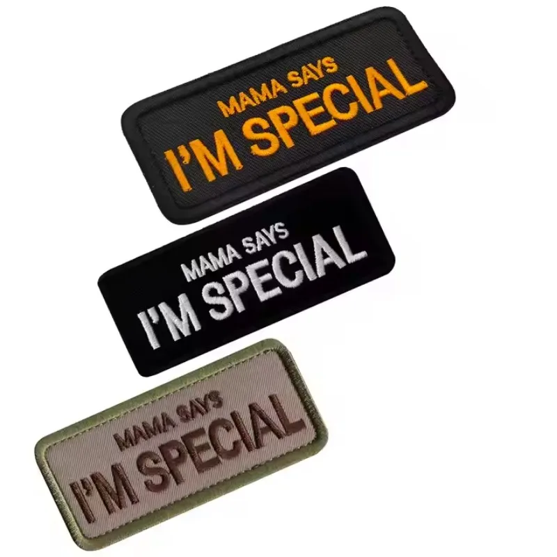 Mama Dad Says I'm Special Embroidered Patches Mom Dad Classic Saying Badges Appliqued Hook Loop Embroidery Patches For Clothing