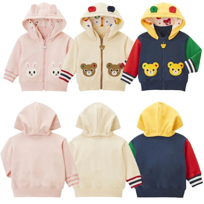 Japan Kids Hooded Jacket Fall Winter Embroidered Fashion Thickened Warm Cotton Coat Boys And Girls Outdoor Pure Cotton