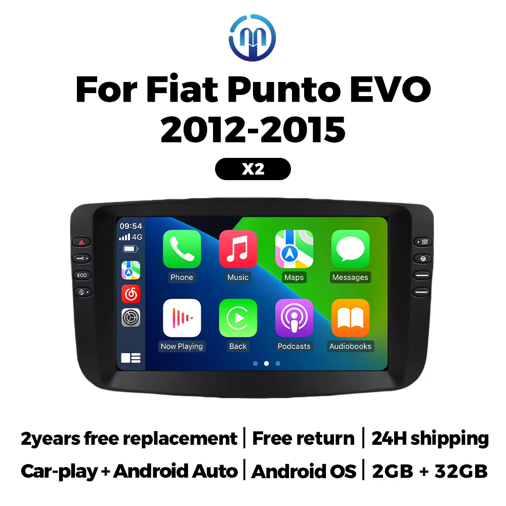 Android Auto Car Radio for Fiat PUNTO EVO 2012-2015 Carplay Intelligent System IPS Multimedia Player FM Autoradio GPS Head Unit