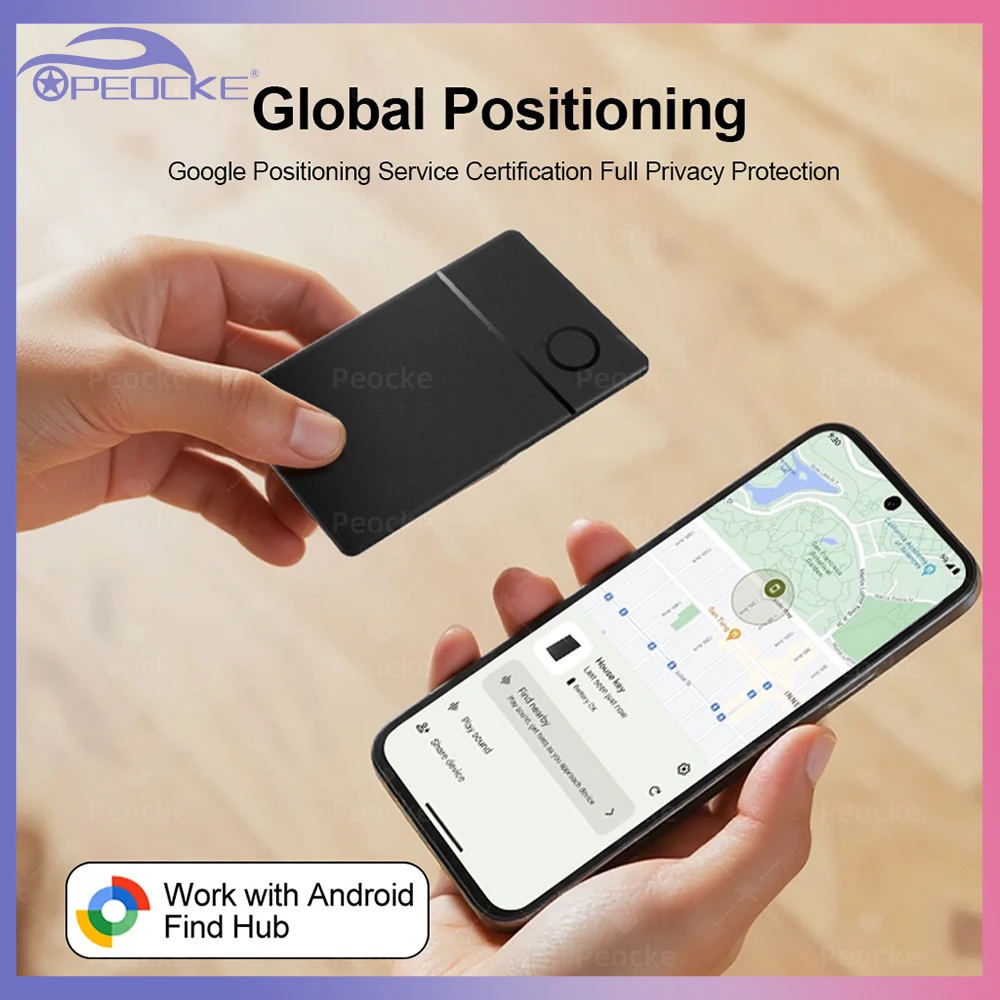 

Беспроводной перезаряжаемый GPS-трекер для смарт-карт работает с задней крышкой Google Find Hub Icard Tag для Android Airtag ID Card Finder