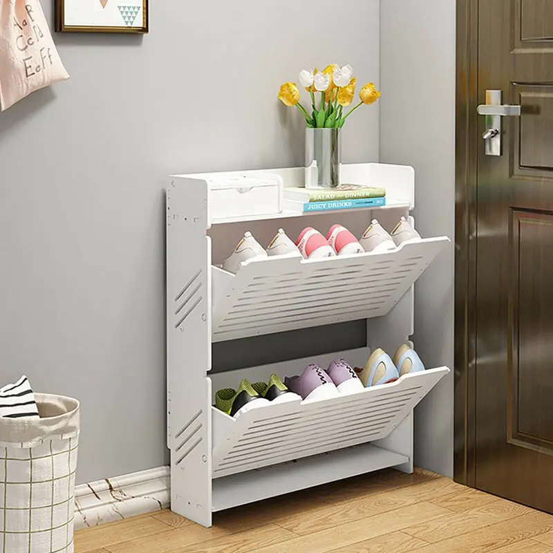 Modern 2-Layer Shoe Rack For Household Use With Ultra-Thin Foldable Shoe Storage Cabinet At The Entrance