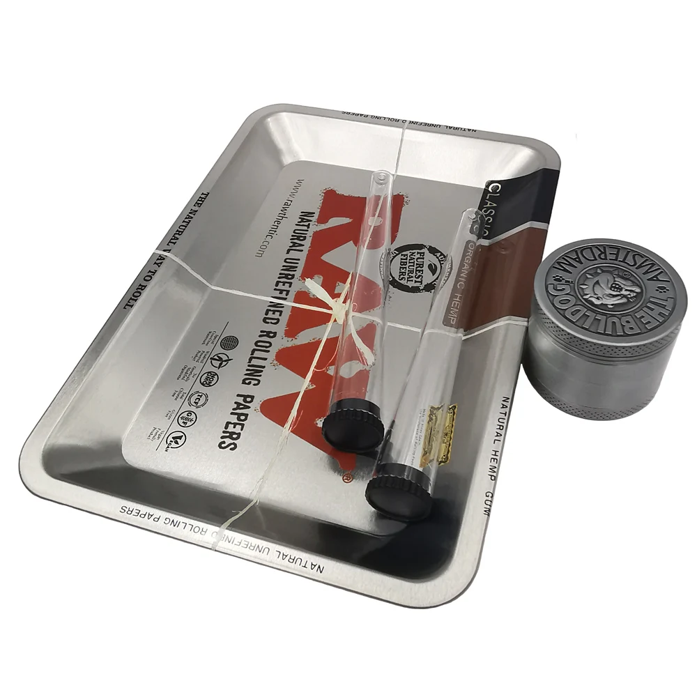 18x12.5cm Metal Rolling Tray 40MM  Grinder Small with Storage Tubes Kit 7x5