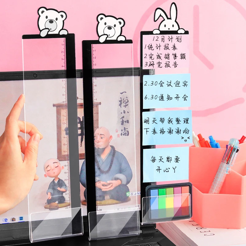 Office Desk Message Board Acrylic Clear Reminder for Computer Screens